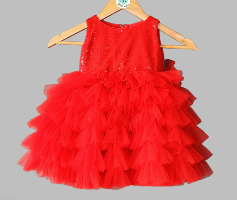 Adorable Girls Cotton Frock - Floral Print Dress